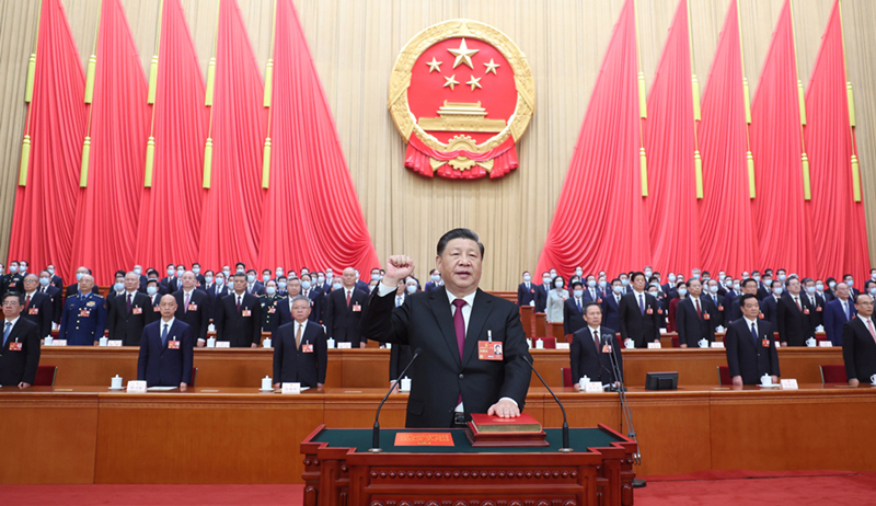 2023年3月10日，習(xí)近平進(jìn)行憲法宣誓。